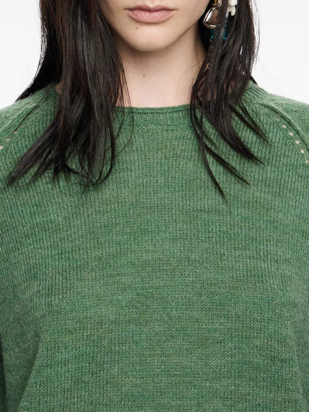 Bimba Y Lola Raglan-sleeve Knit Sweater In Green