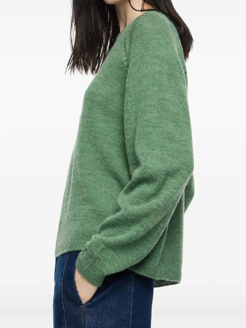 Bimba Y Lola Raglan-sleeve Knit Sweater In Green