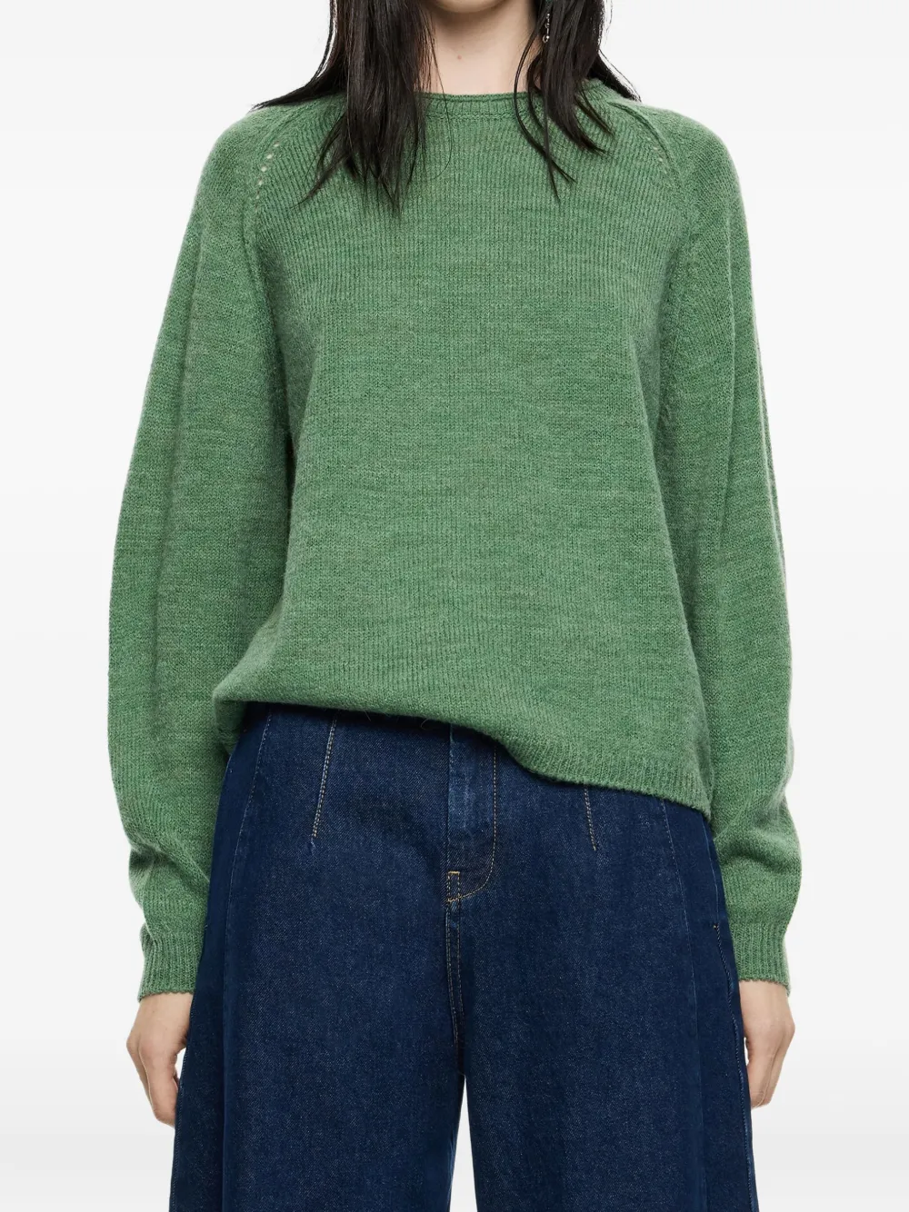 Bimba Y Lola Raglan-sleeve Knit Sweater In Green