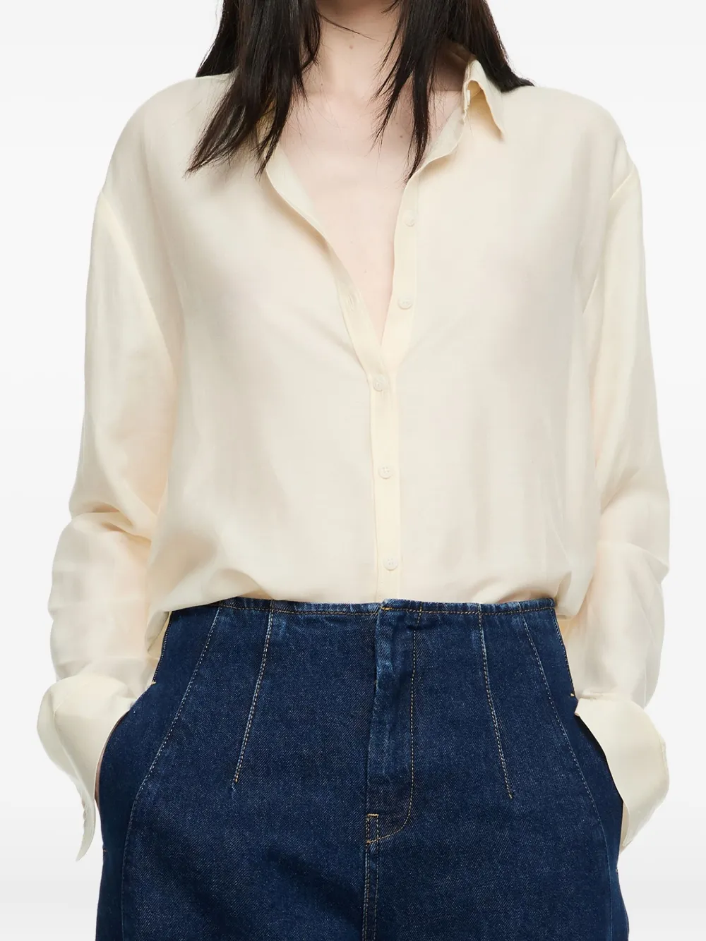 Bimba Y Lola Button-down Long-sleeve Shirt In Neutral