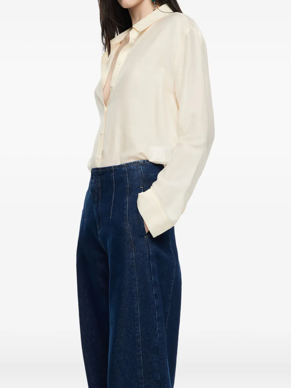 Bimba Y Lola Button-down Long-sleeve Shirt In Neutral