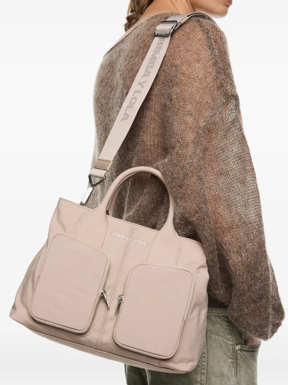 Bimba y Lola Schoudertas met ritszak - Beige