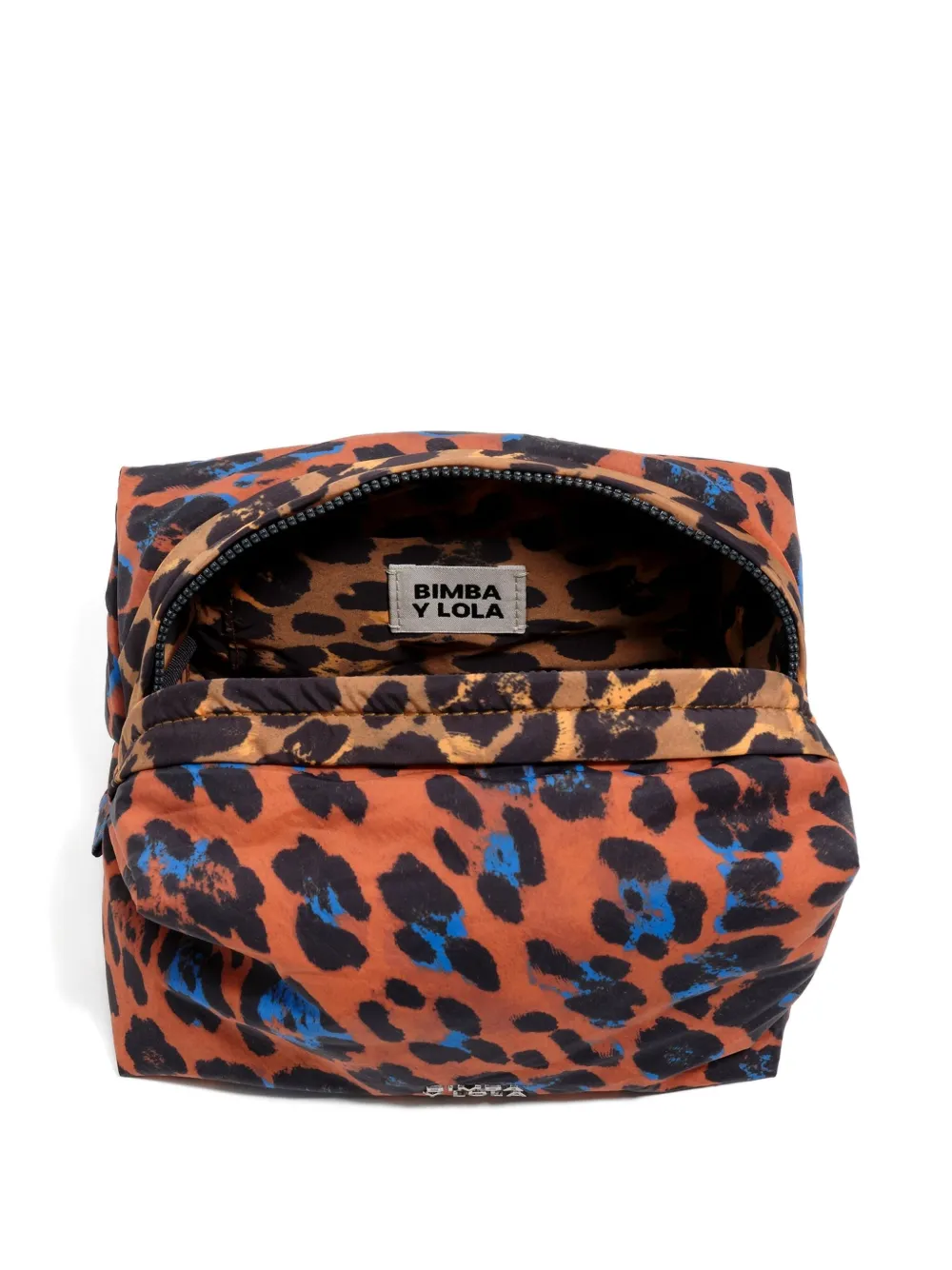 Bimba Y Lola Leopard-print Zip-top Make-up Bag In Brown