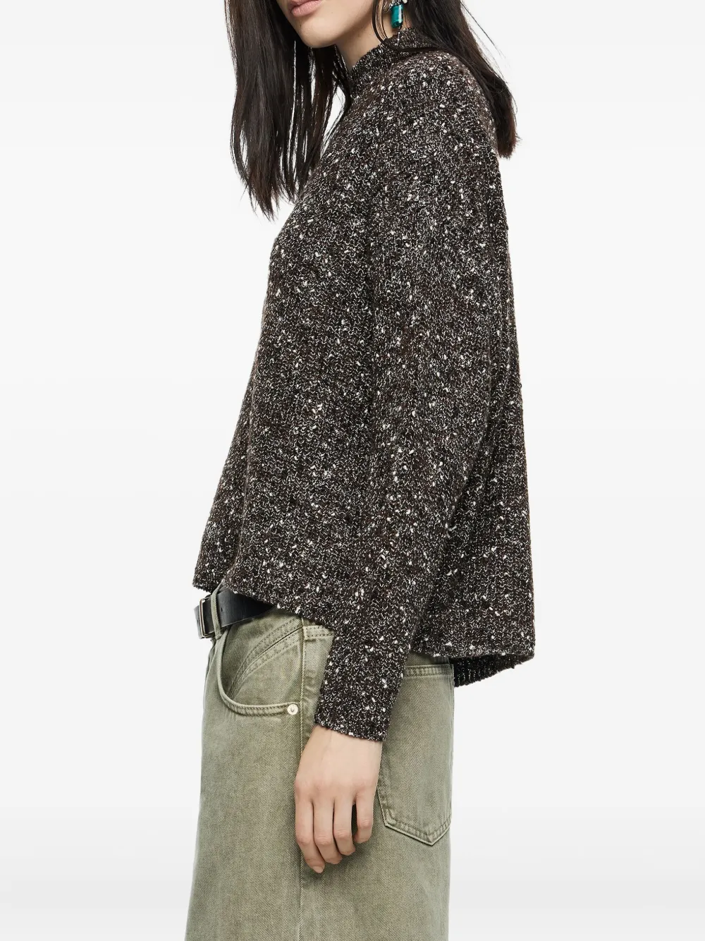 Bimba Y Lola High-neck Sparkle-knit Sweater In Gray