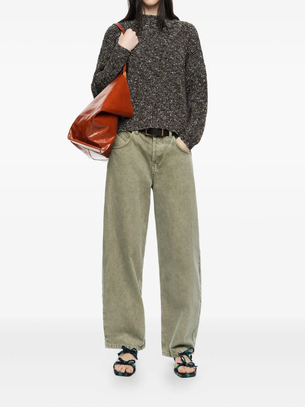 Bimba Y Lola High-neck Sparkle-knit Sweater In Gray