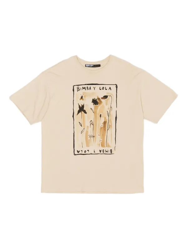 Bimba y Lola Camiseta De Algodón Con Estampado Gráfico Neutro