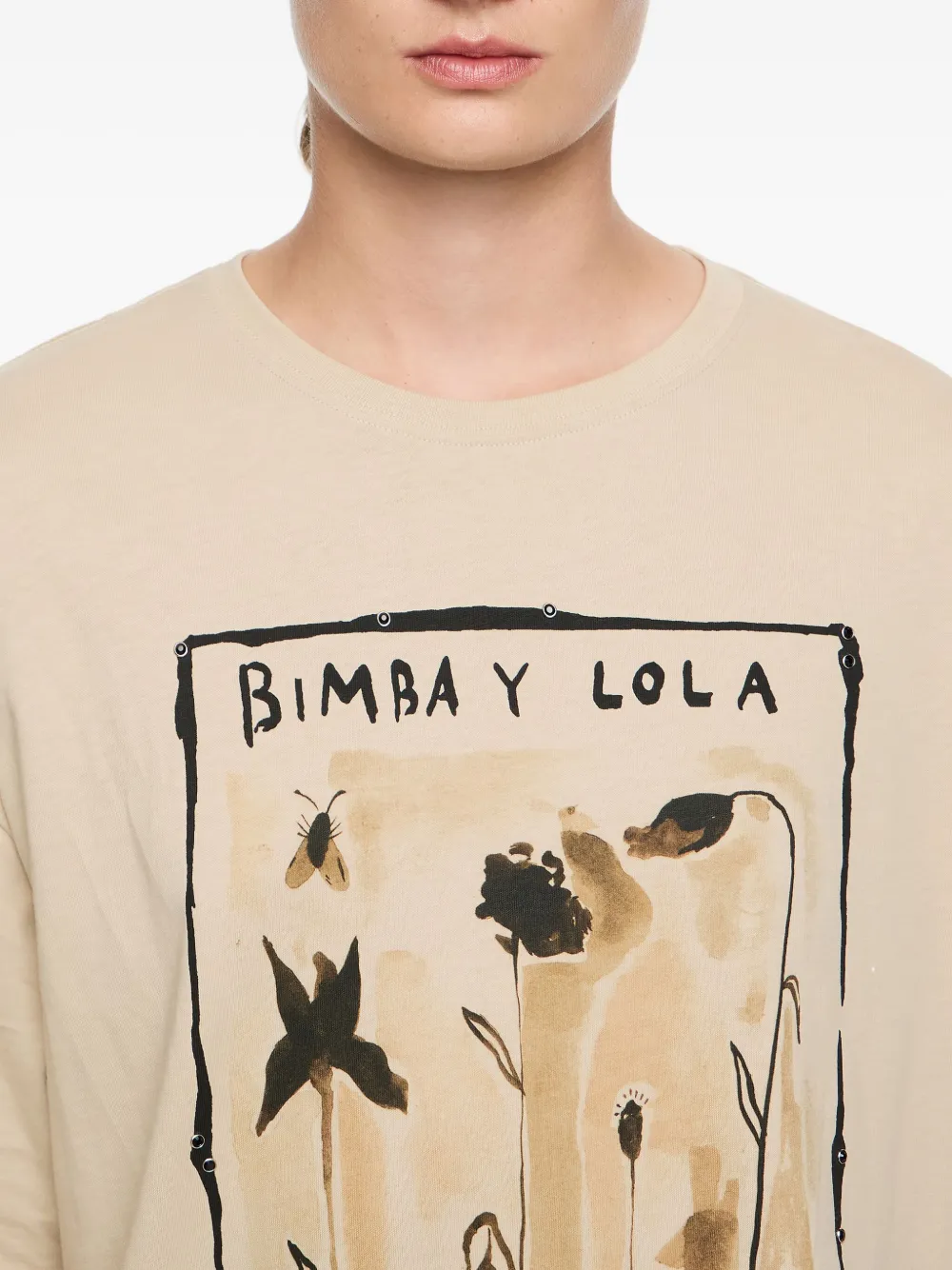 Bimba Y Lola Graphic-print Cotton T-shirt In Neutral