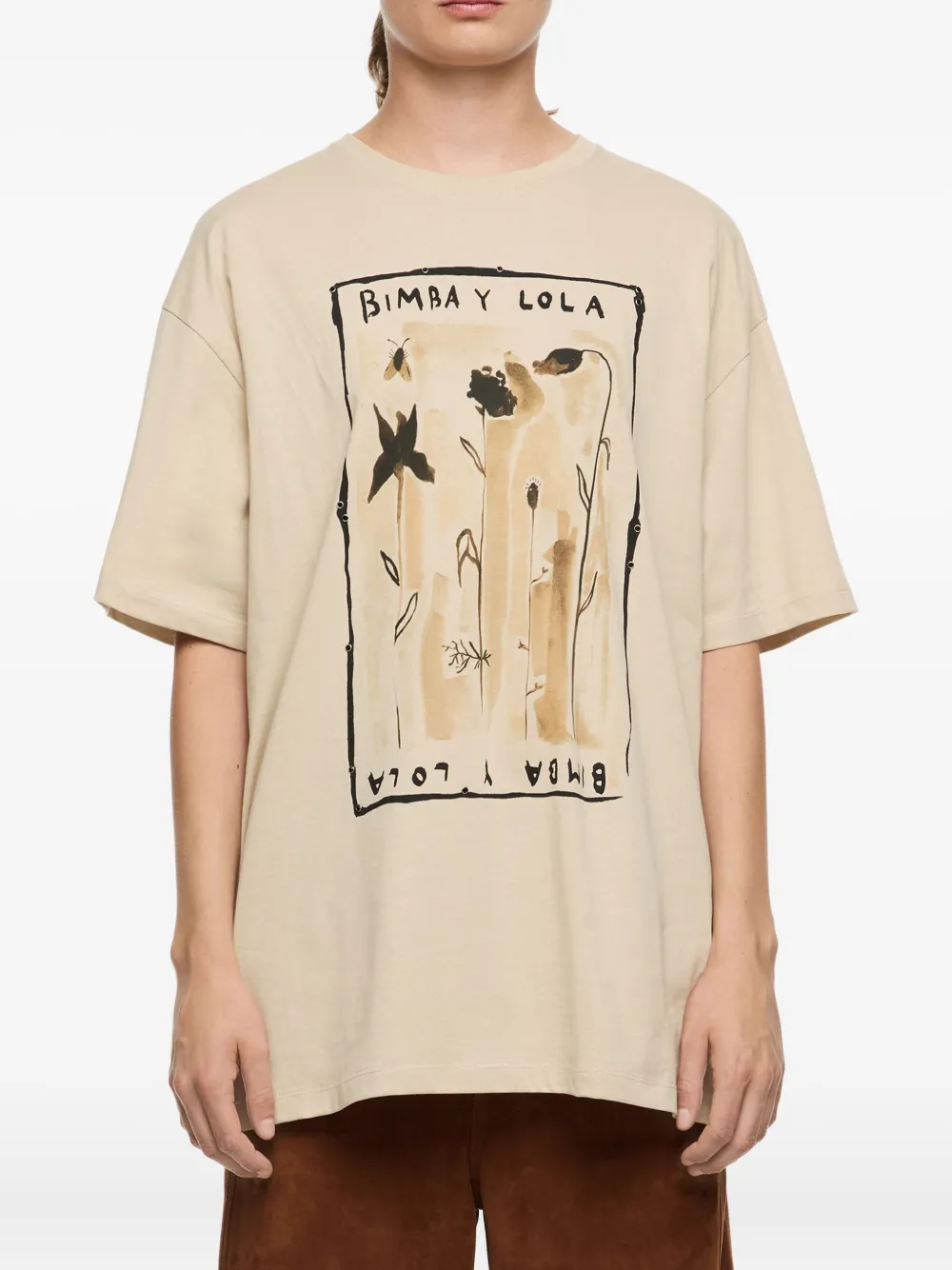 Bimba Y Lola Graphic-print Cotton T-shirt In Neutral