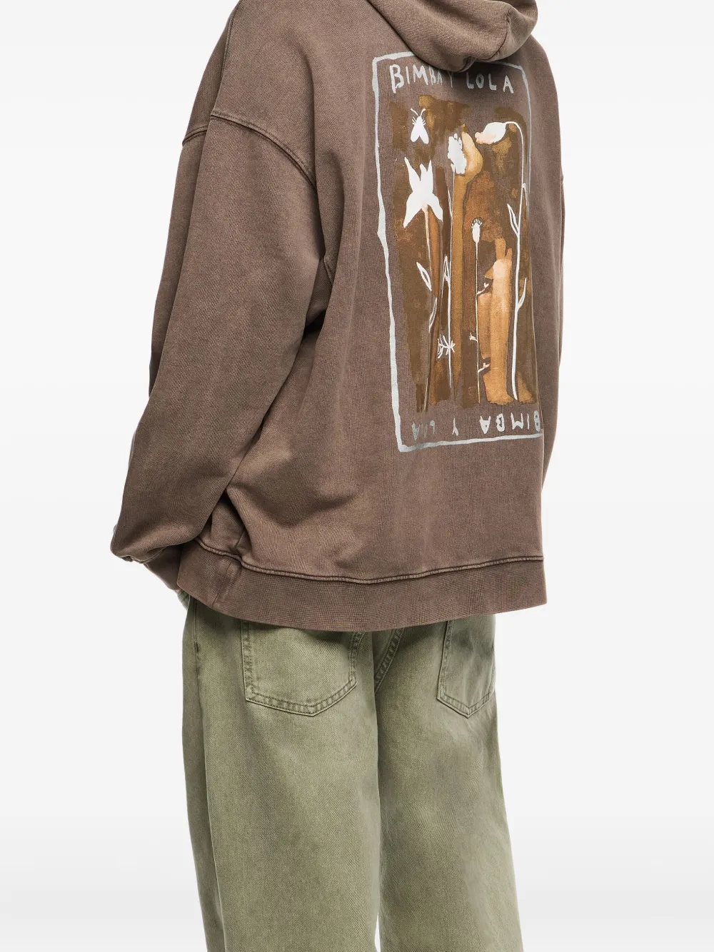 Bimba Y Lola Graphic-print Cotton Hoodie In Brown