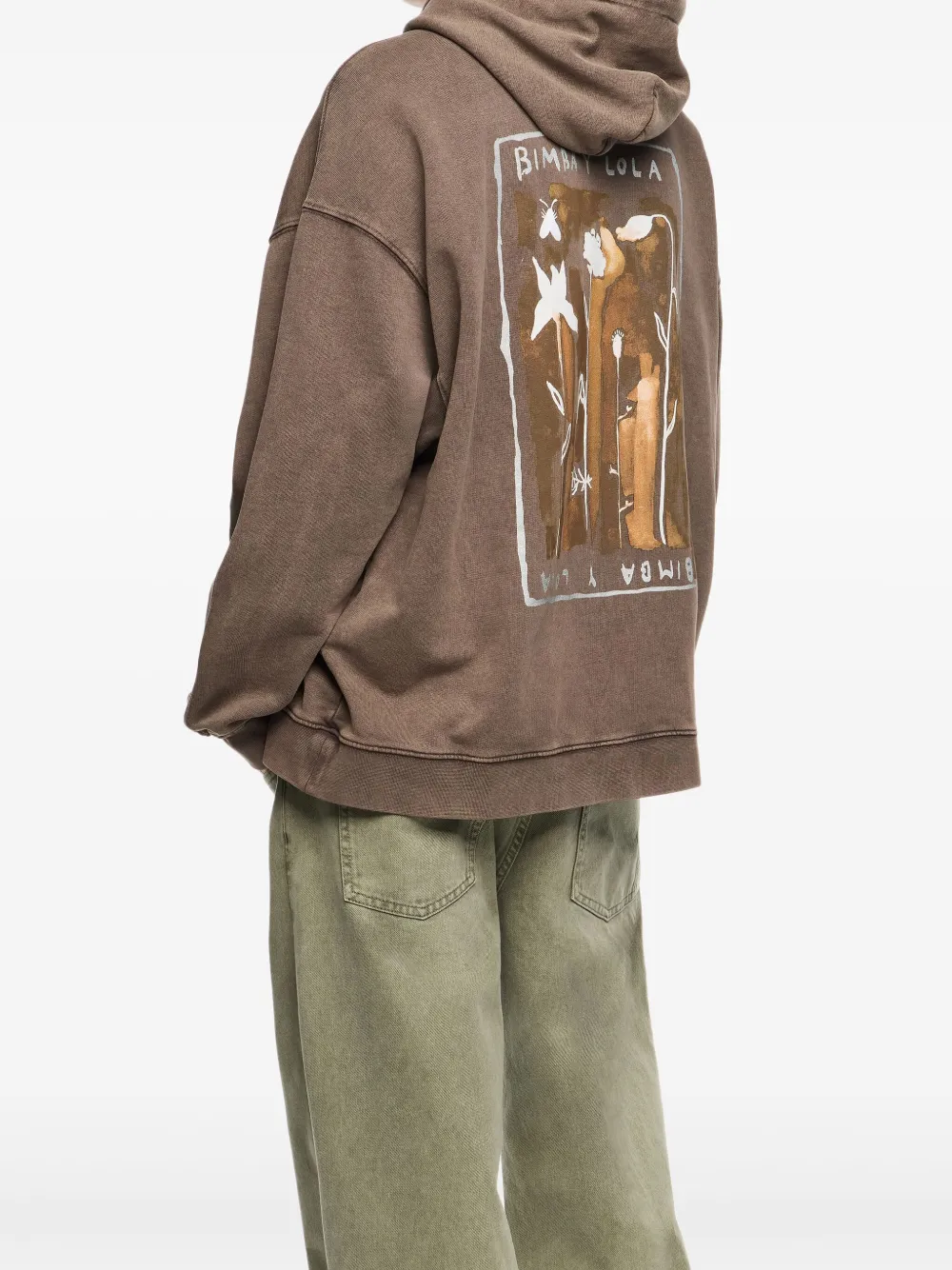 Bimba y Lola Katoenen hoodie met grafische print Bruin