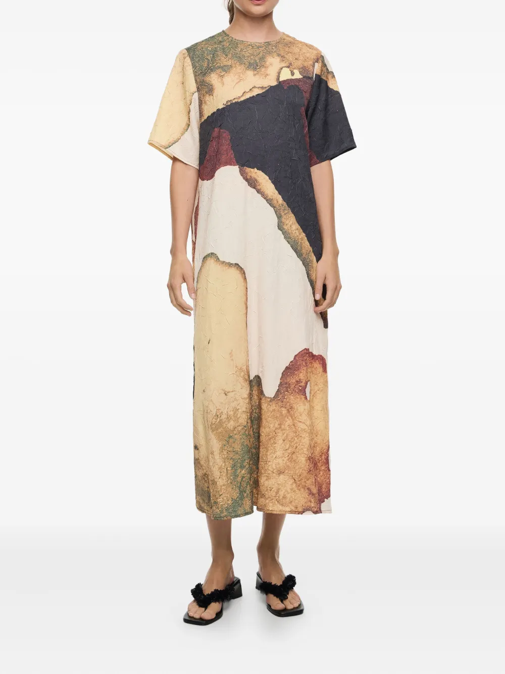Bimba y Lola Midi-jurk met abstracte print - Beige