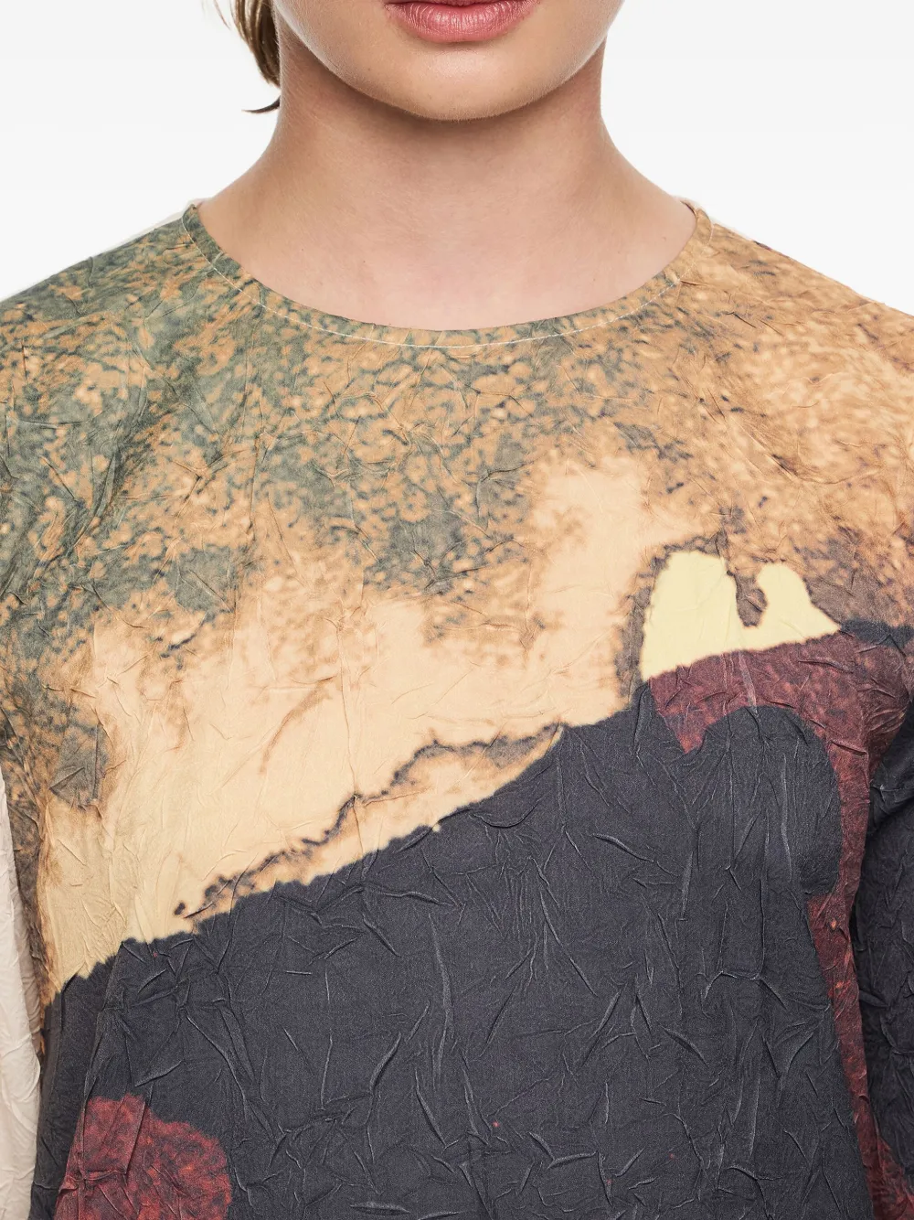 Bimba Y Lola Abstract-print Midi Dress In Brown