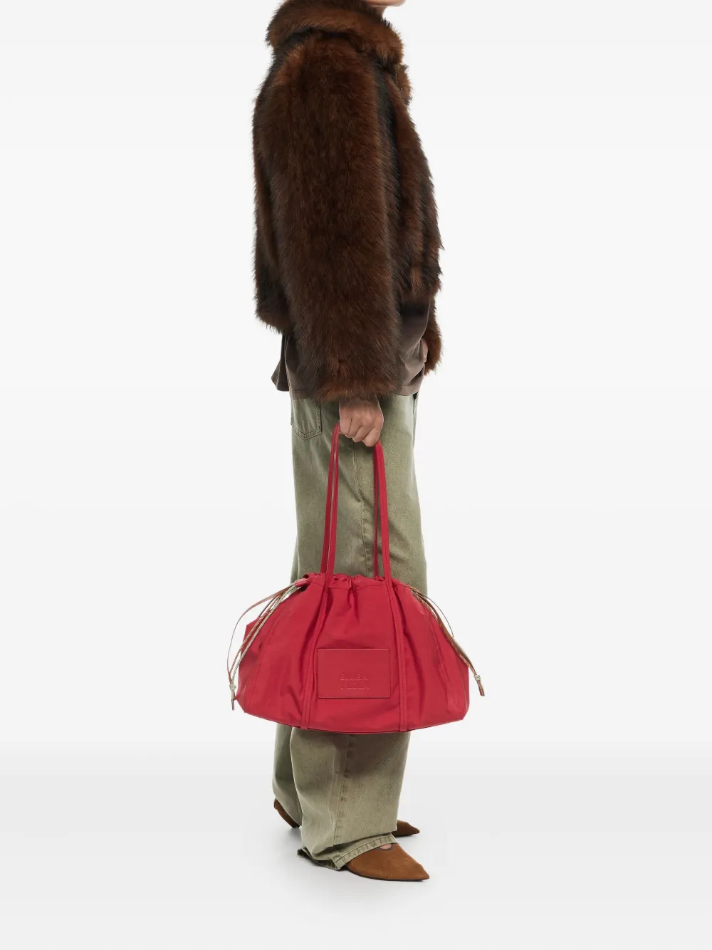 Bimba y Lola logo-patch drawstring tote bag - Rood