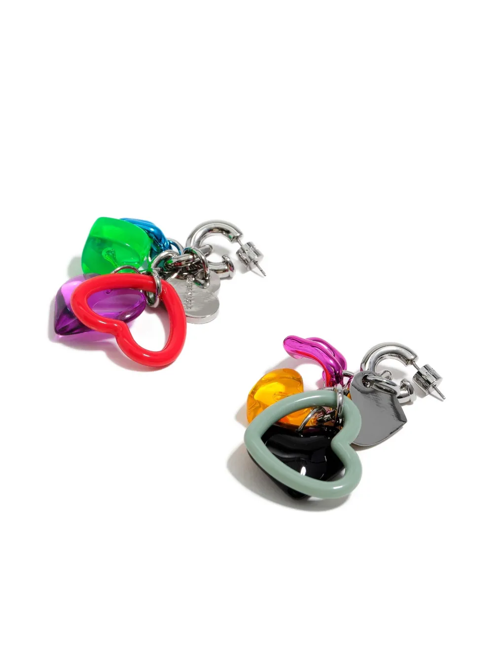 Bimba Y Lola Multicoloured-heart Charm Earrings In Metallic