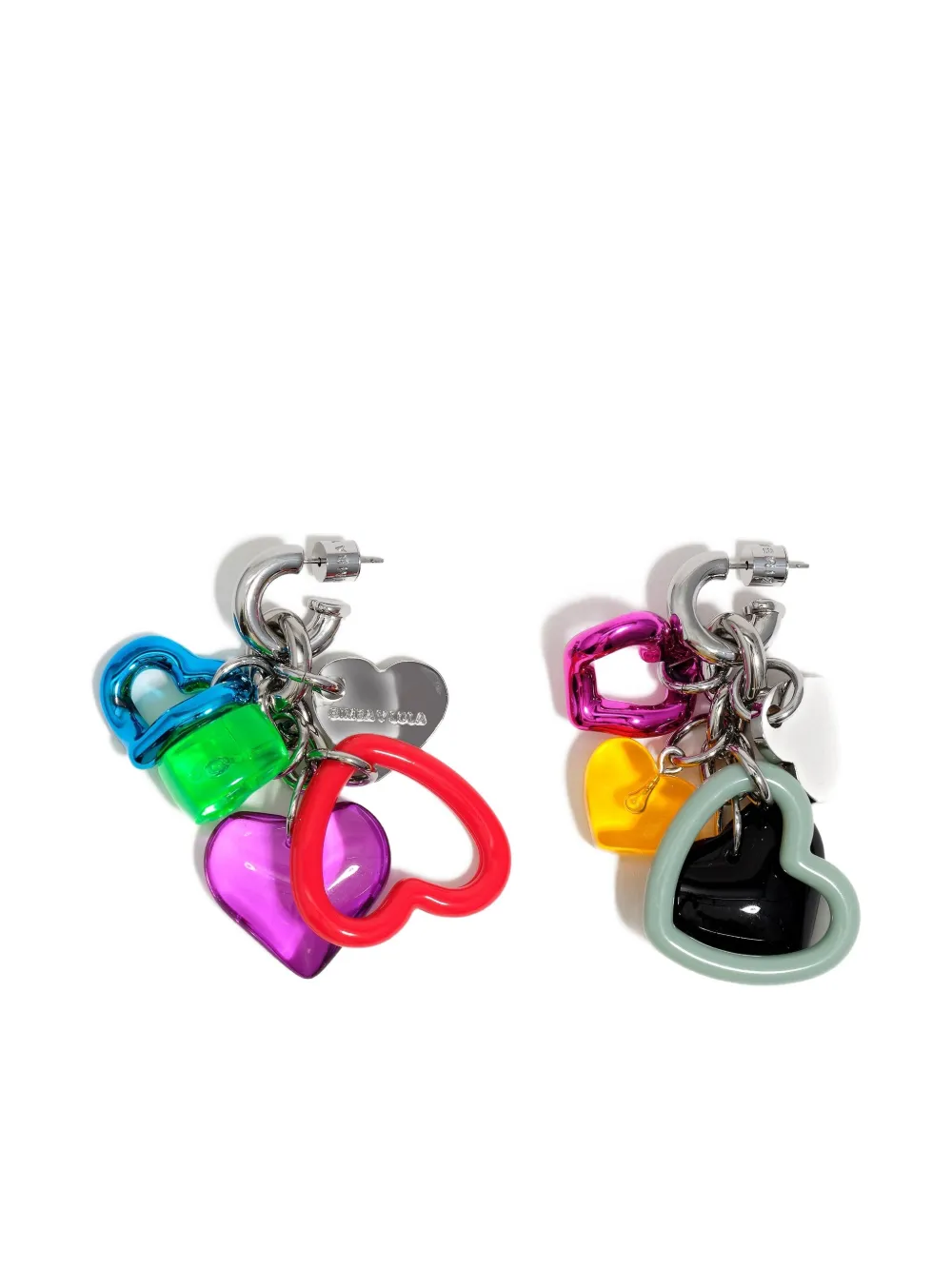 Bimba Y Lola Multicoloured-heart Charm Earrings In Metallic