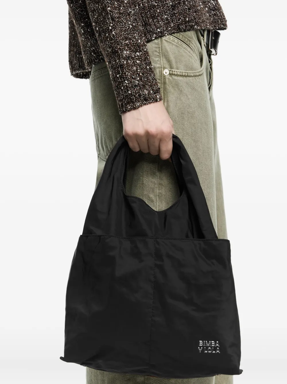 Bimba Y Lola Drawstring Tote Bag In Black