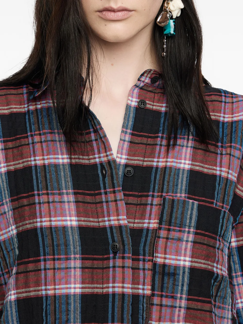 Bimba Y Lola Checked Long-sleeve Shirt In Multi