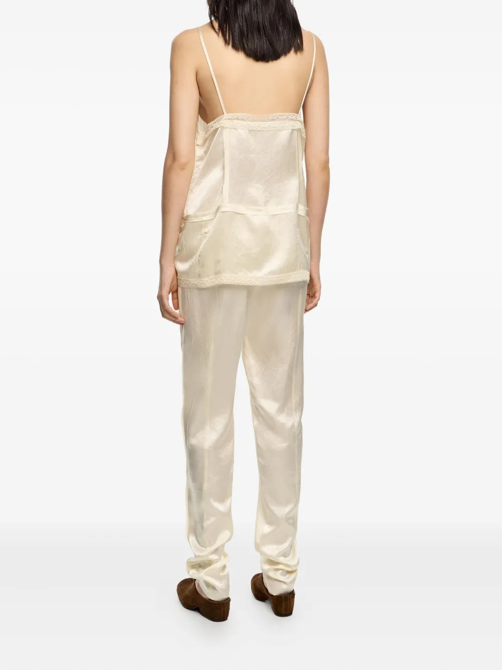 Bimba Y Lola Satin Side-stripes Straight Trousers In Neutral
