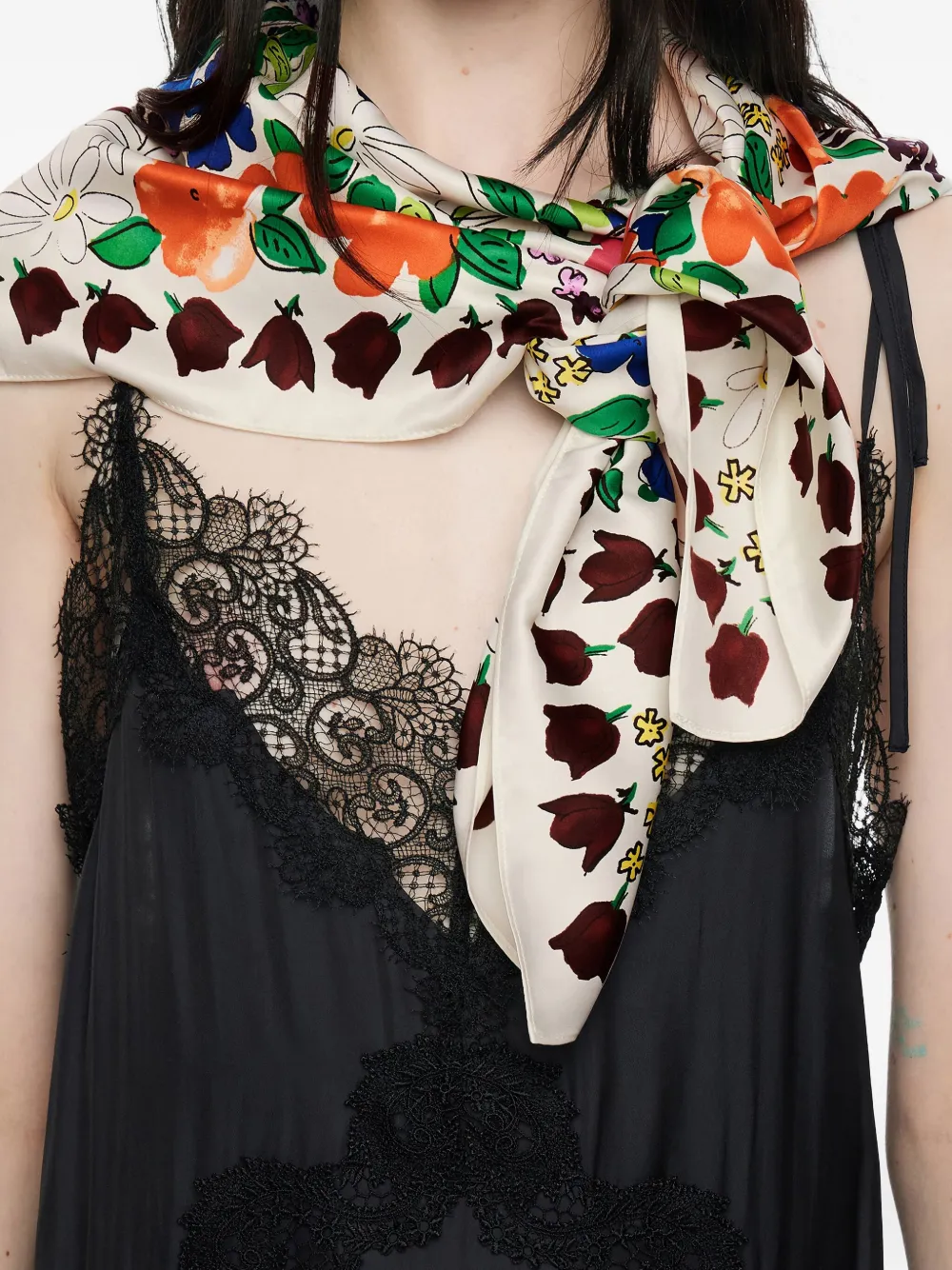 Bimba Y Lola Floral-print Square Scarf In Multi