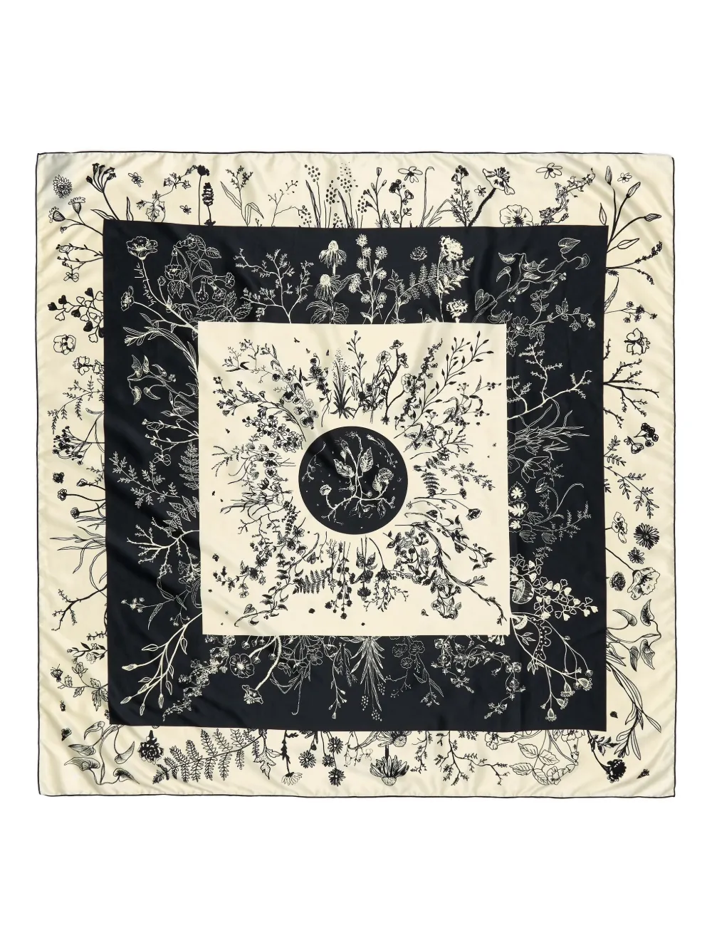 Bimba Y Lola Floral Botanical Illustration Scarf In Neutral