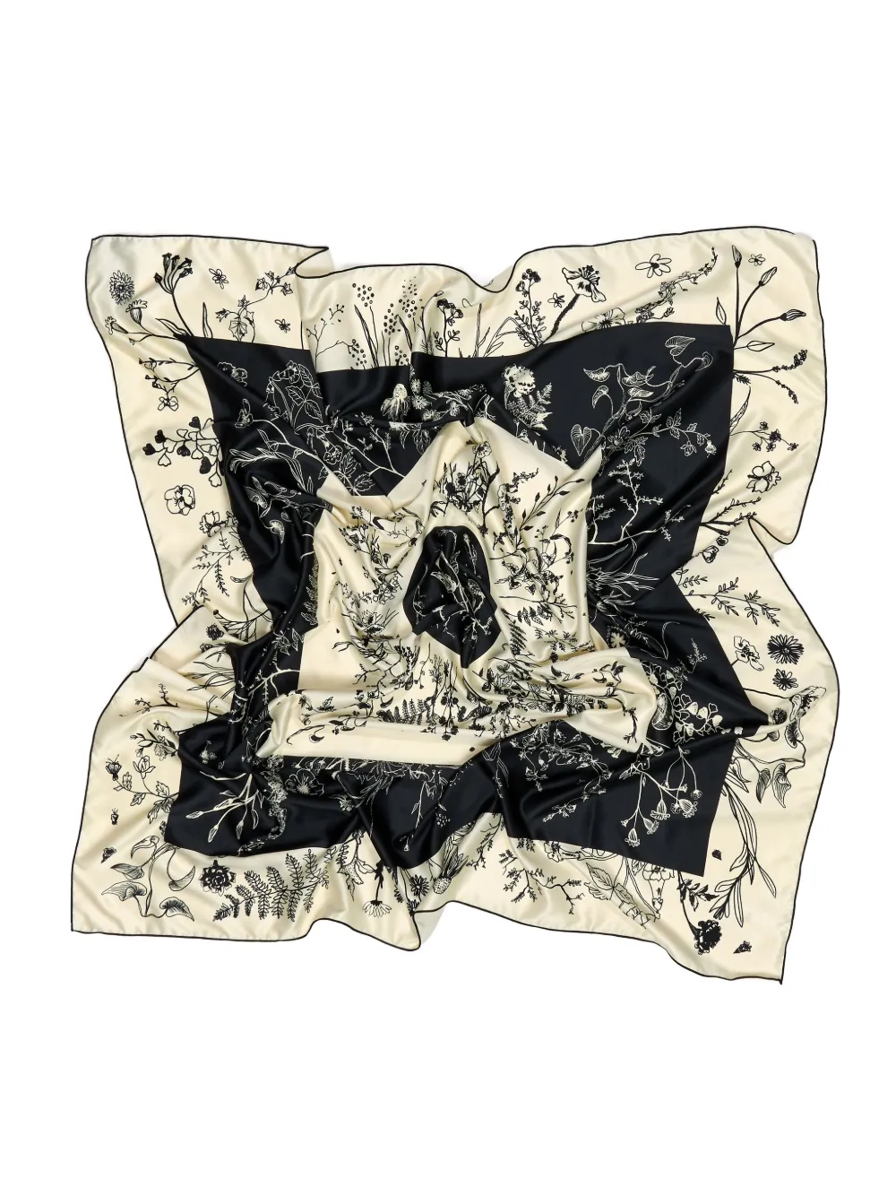 Bimba Y Lola Floral Botanical Illustration Scarf In Neutral