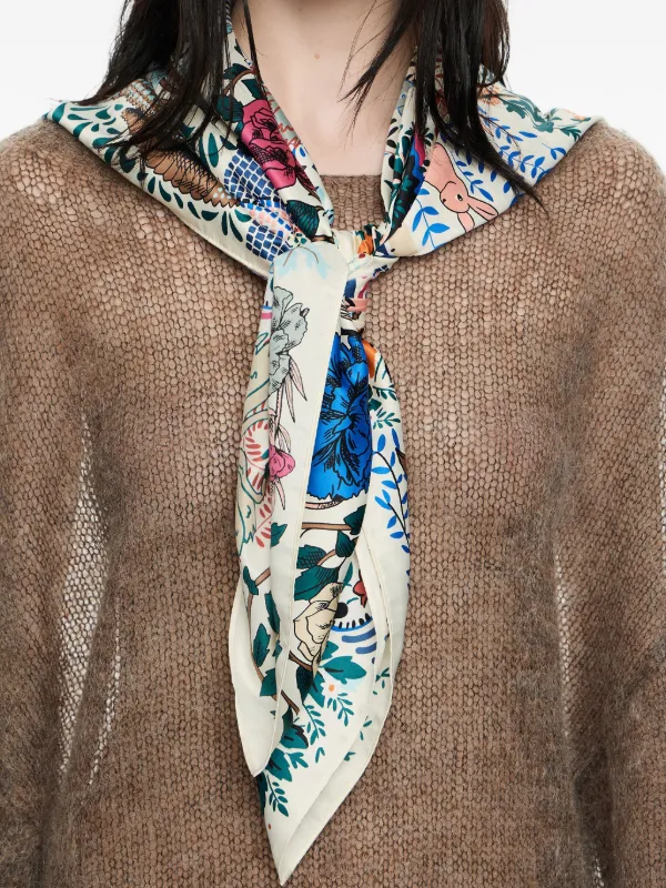 Bimba y Lola mosaic-print Scarf | Neutrals | FARFETCH