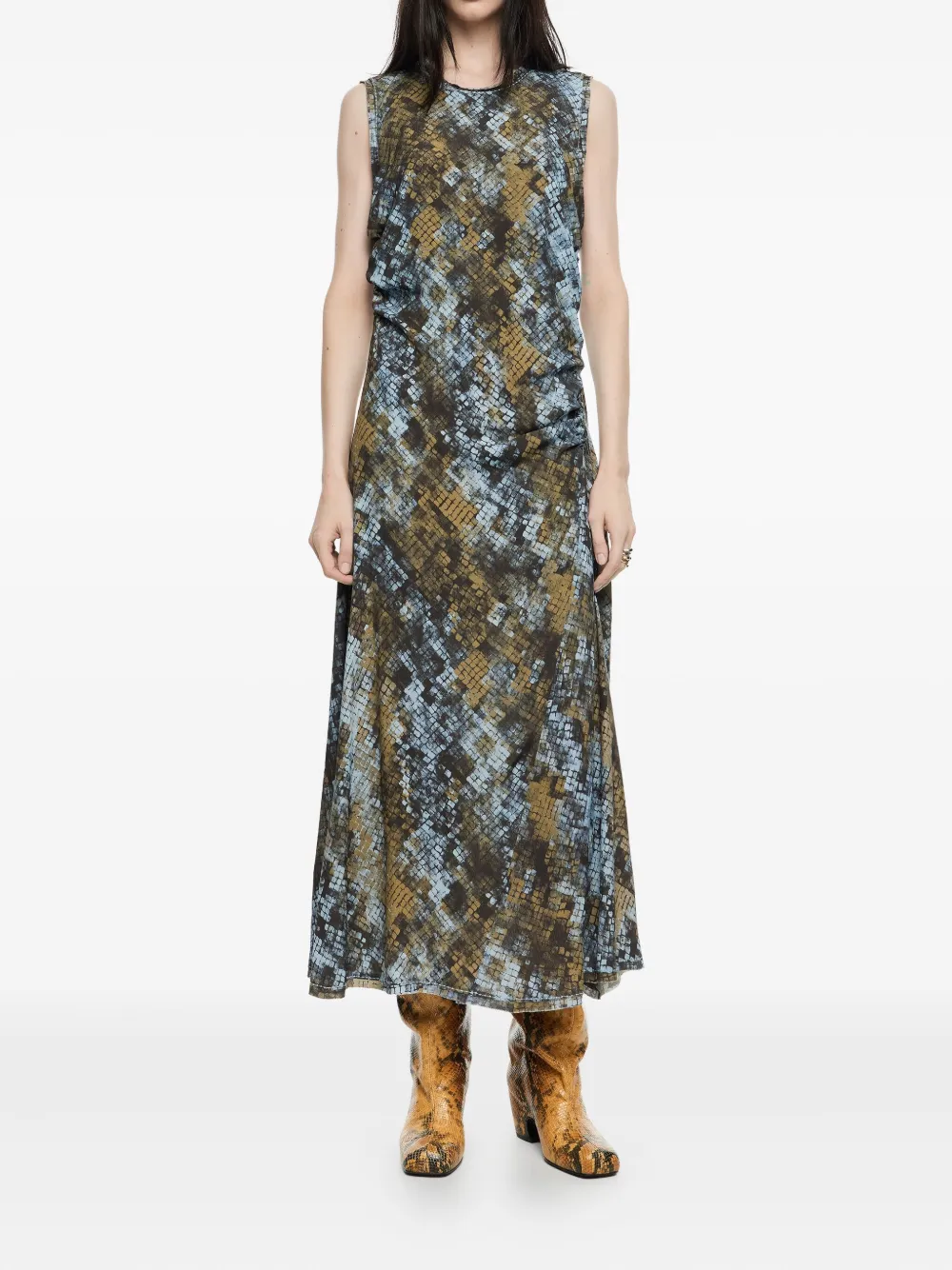 Bimba y Lola Jurk met slangenhuidprint - Blauw