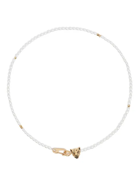 Bimba y Lola tiger-head faux-pearl necklace
