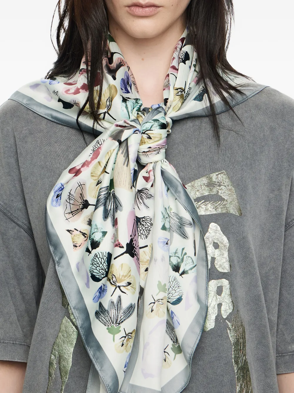Bimba Y Lola Floral-print Scarf In White