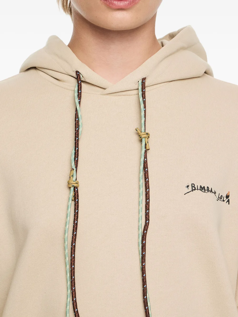 Bimba Y Lola Graphic-print Cotton Hoodie In Neutral