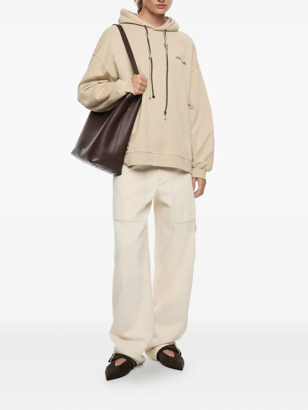 Bimba y Lola Katoenen hoodie met grafische print - Beige