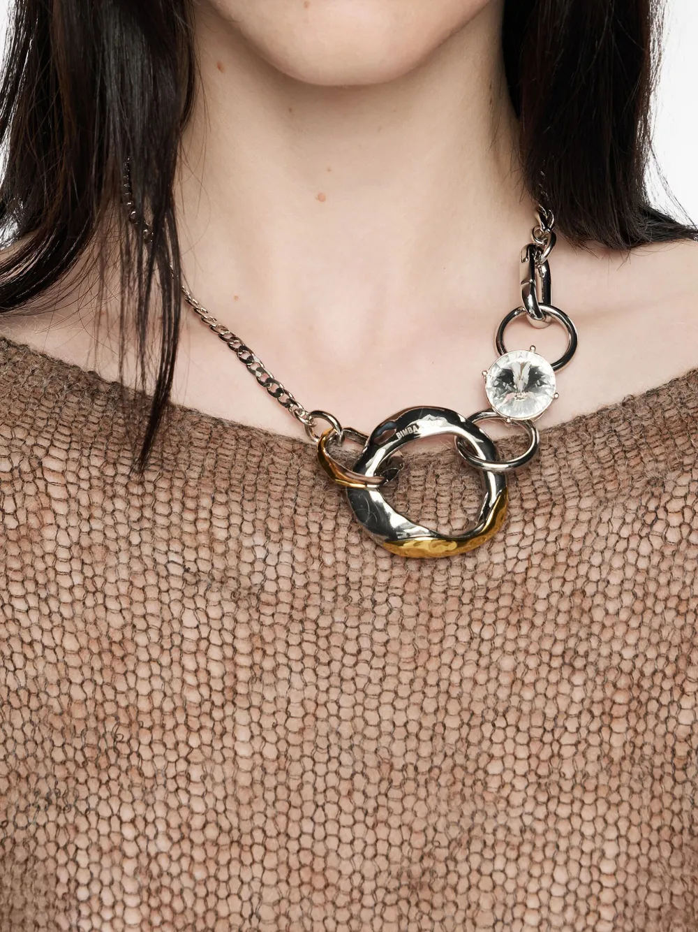 Bimba y Lola crystal-embellished chain necklace - Zilver