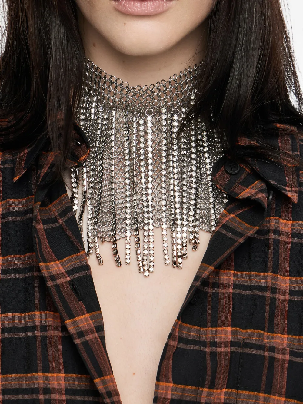 Bimba Y Lola Crystal-embellished Chain-link Necklace In Silver