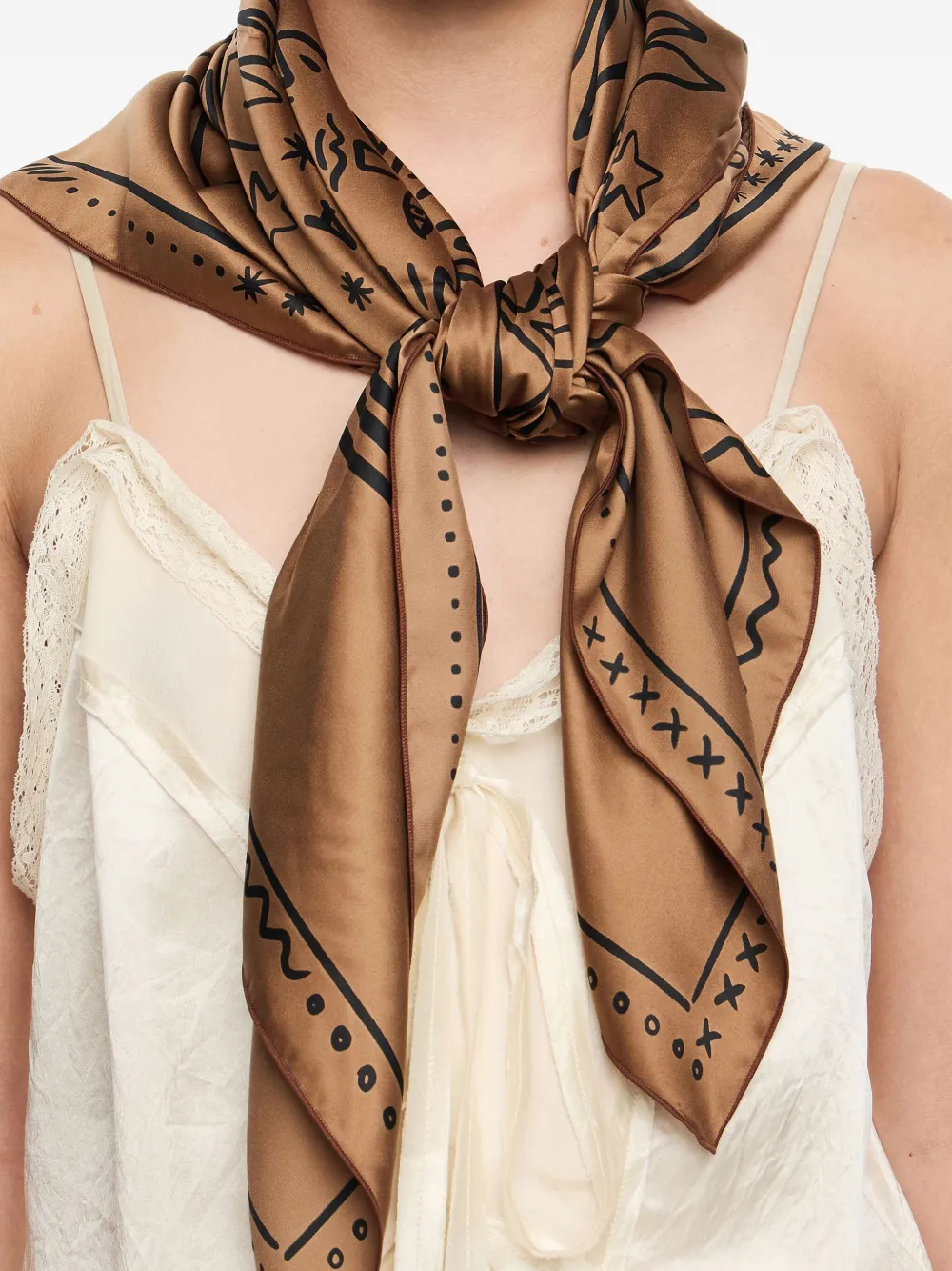 Bimba Y Lola Two-tone Esoteric Scarf In Brown