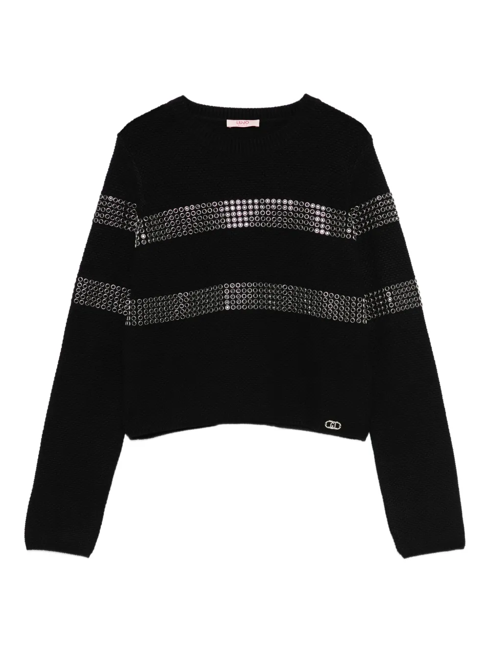 LIU JO embellished-stripe sweater | Black | Image 1