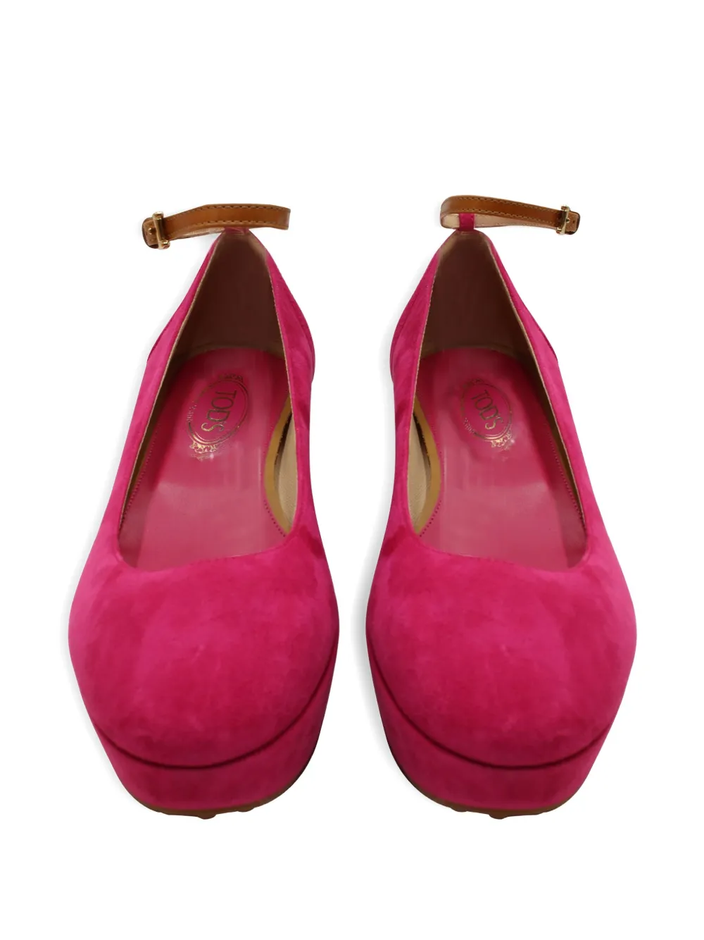 Pre-owned Tod's Vintage Ankle-strap Wedge-heel Pumps In Pink