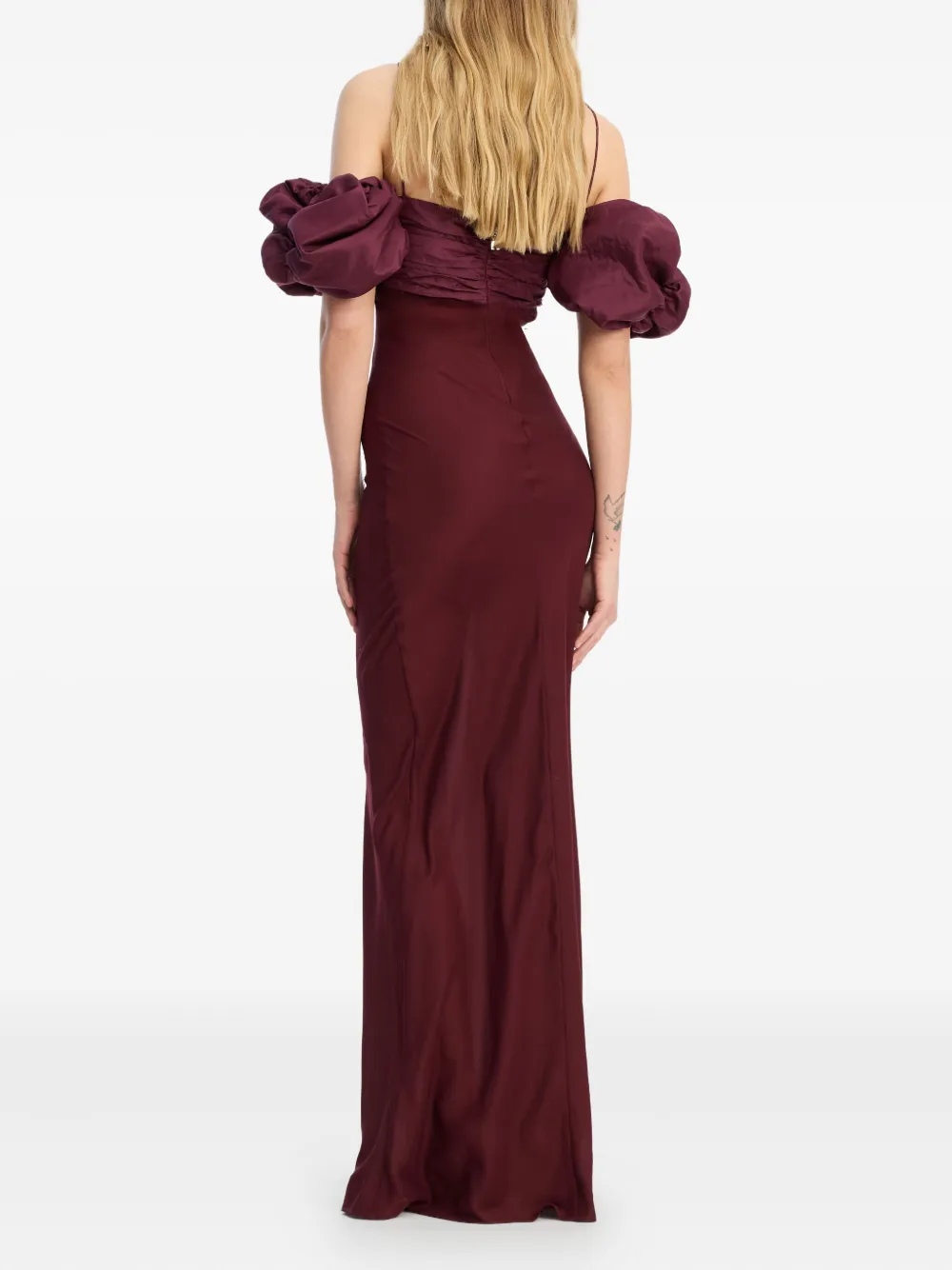 ROTATE BIRGER CHRISTENSEN Chiffon jurk met pofmouwen Rood