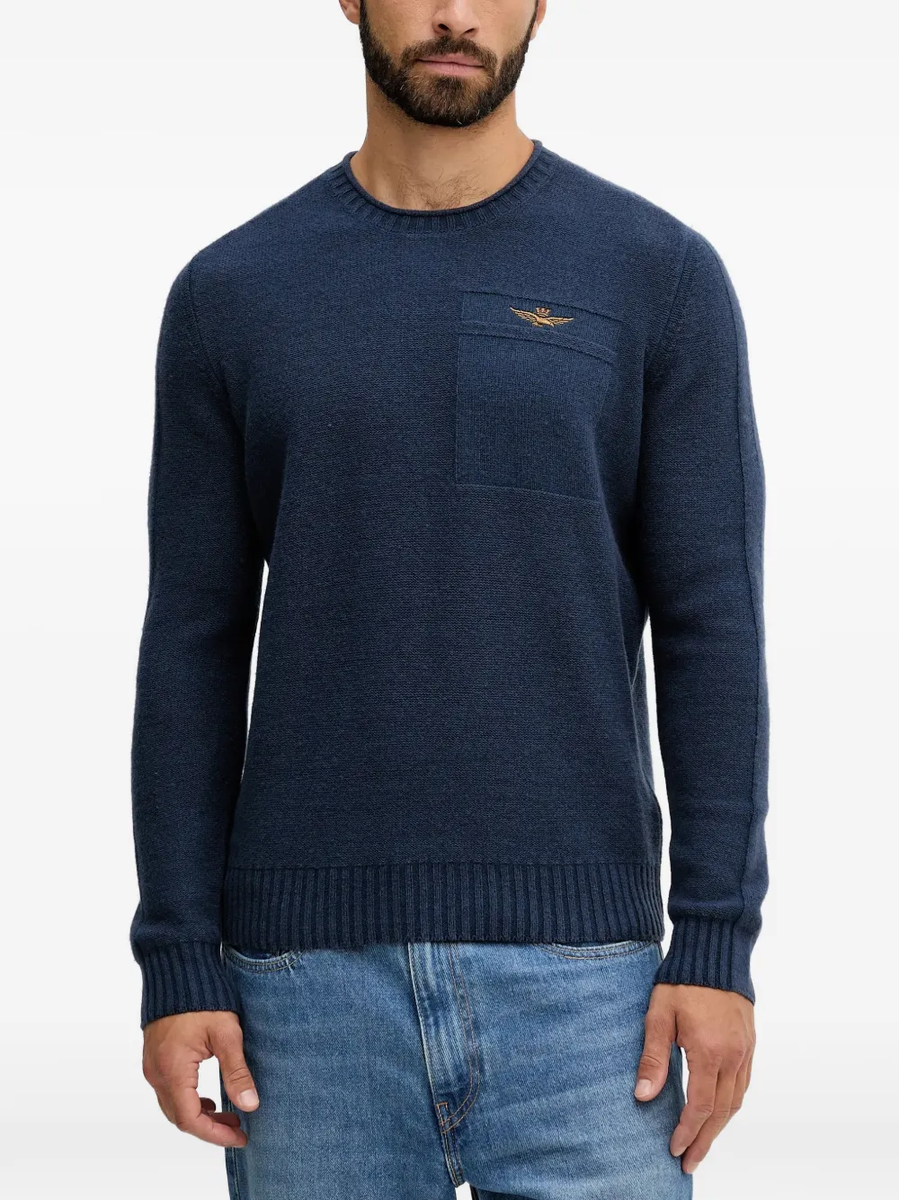 Aeronautica Militare logo-detail blue sweater