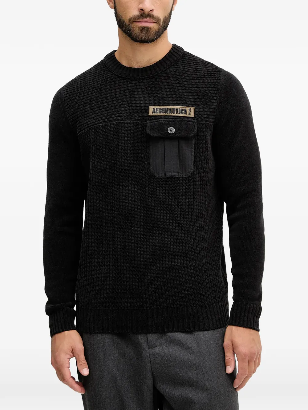 Aeronautica Militare patch pocket sweater - Nero