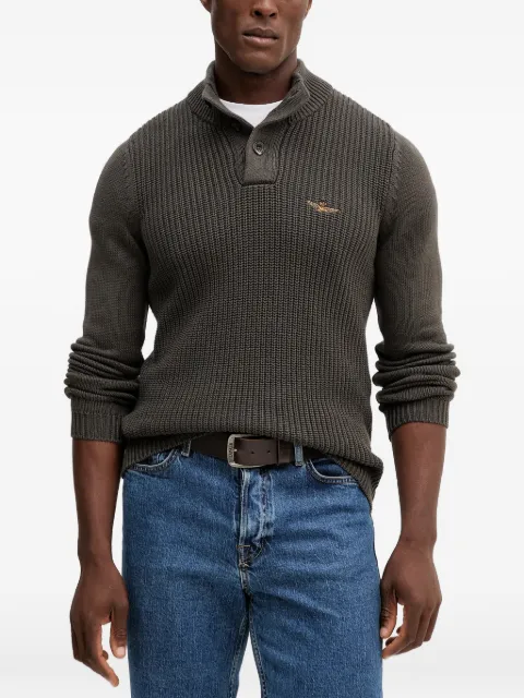 Aeronautica Militare buttoned ribbed knitted sweater