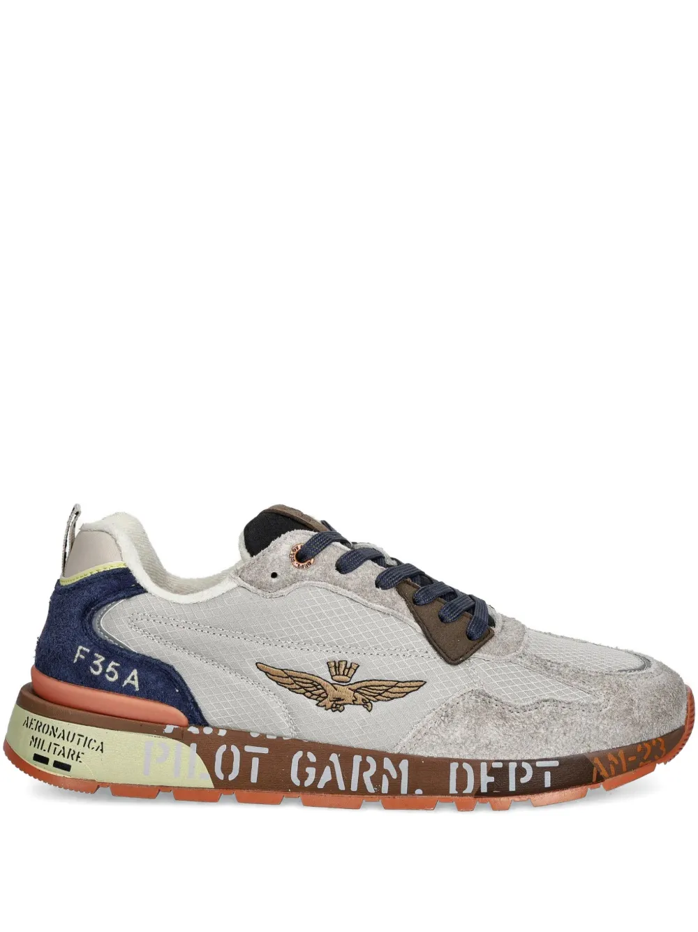 Aeronautica Militare logo-detail lace-up sneakers - Grigio