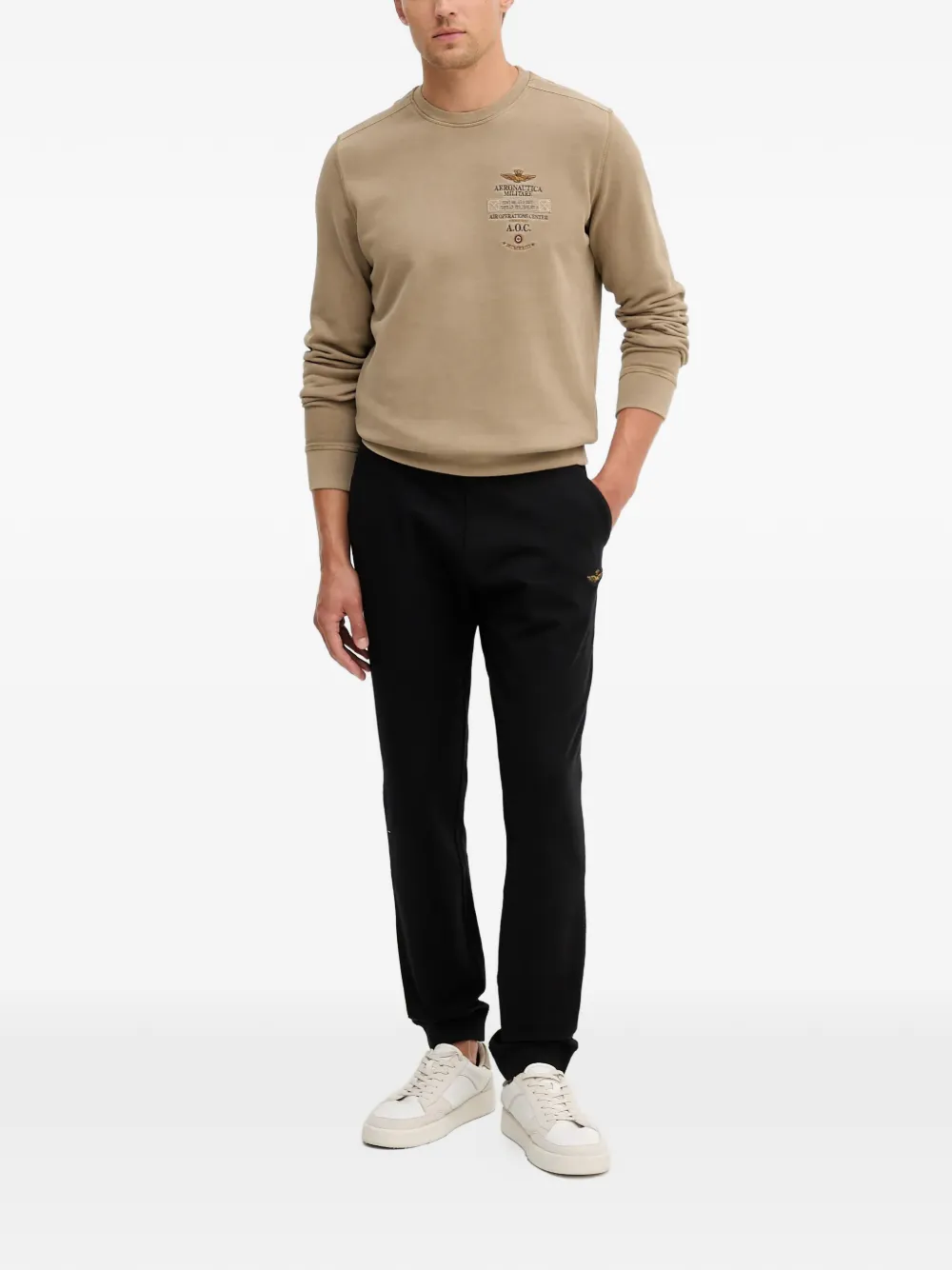 Aeronautica Militare Sweater met borduurwerk - Beige