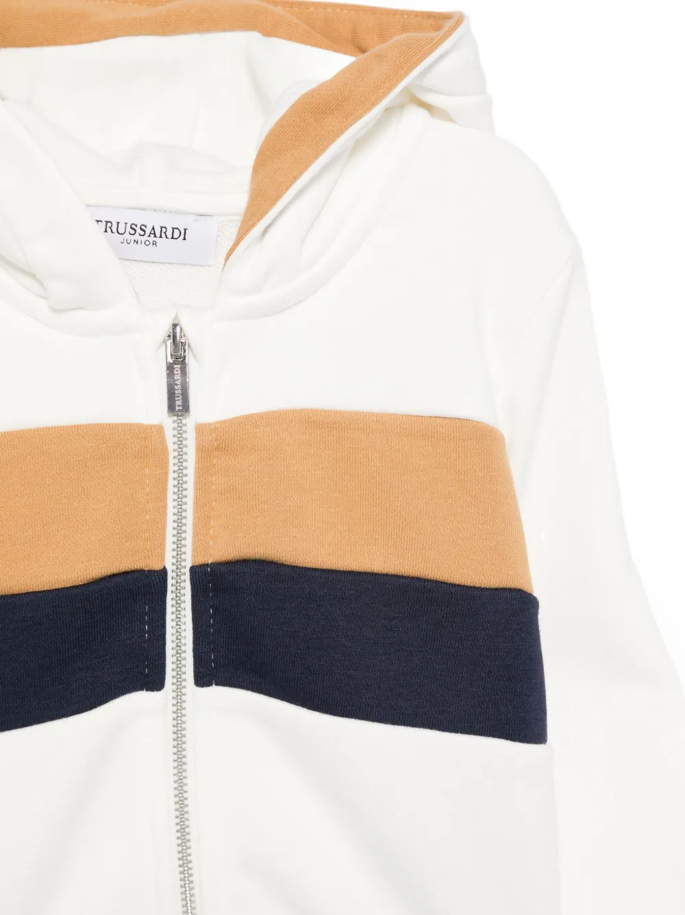 TRUSSARDI JUNIOR Hoodie met gestreepte vlakken en rits Wit