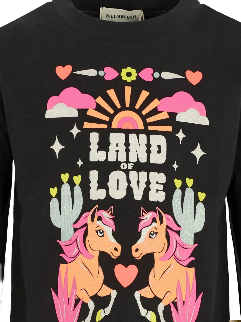 Billieblush T-shirt met eenhoornprint en lange mouwen Zwart
