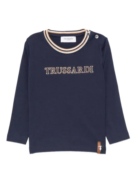 TRUSSARDI JUNIOR logo-embroidered long-sleeve T-shirt