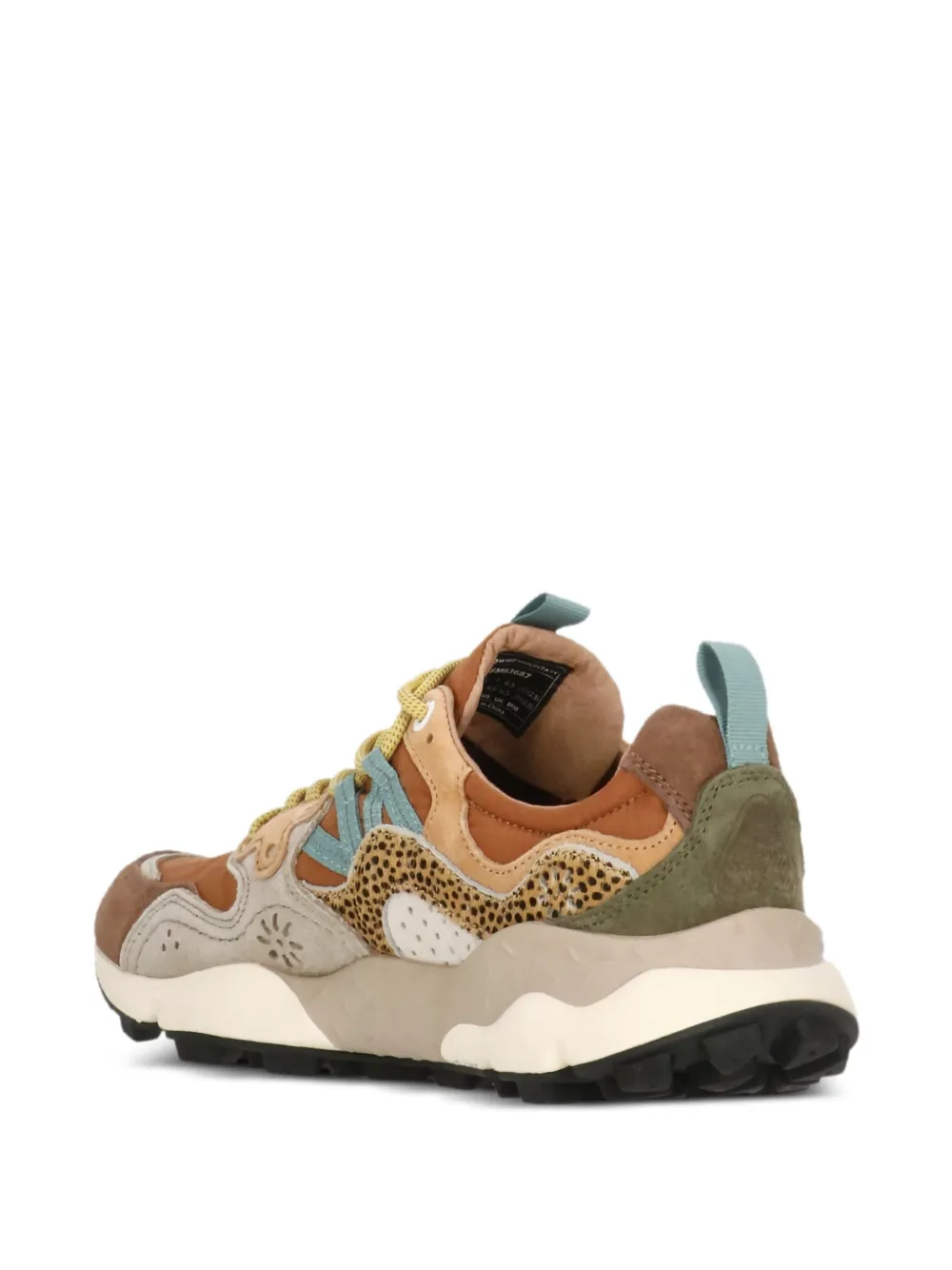 FLOWER MOUNTAIN leather panelled sneakers Brown