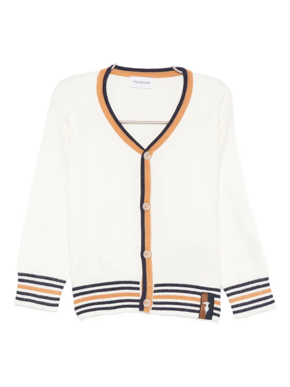 Trussardi Junior Stripe-trimmed Cardigan In White
