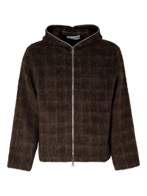 OUR LEGACY hairy wool check zip-up sweatshirt