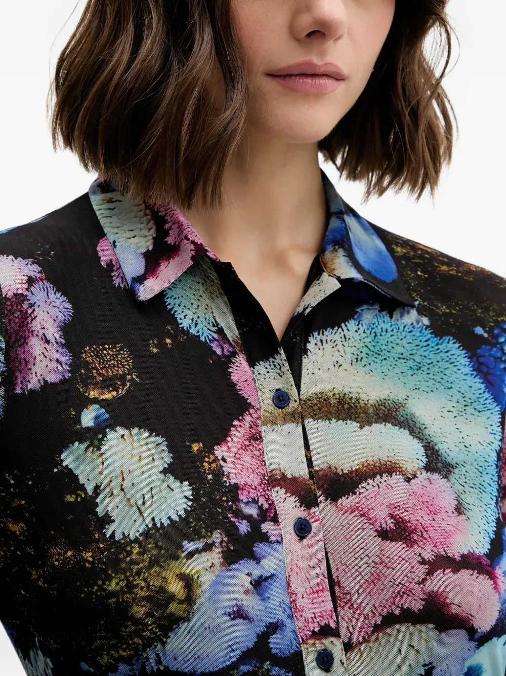 Desigual Mini-jurk met plooien en bloemenprint Zwart