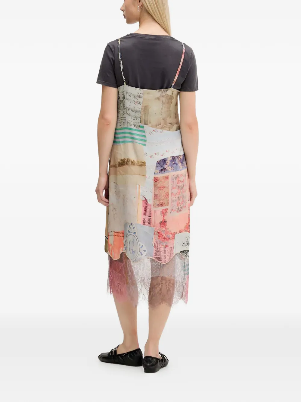 Desigual patchwork lace midi dress - Beige